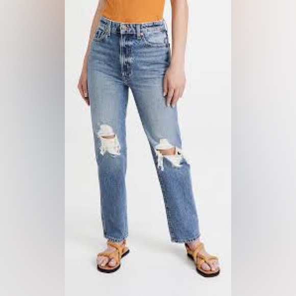 Khaite Abigail Distressed High Rise Jean Light Blue Size 31